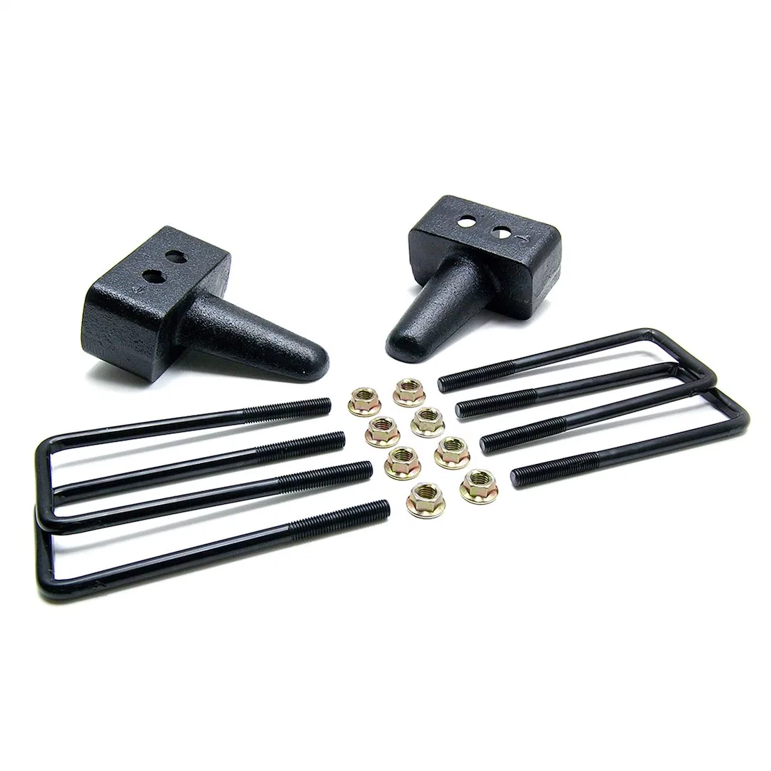 66-2053 – READYLIFT Leaf Spring Block Kit, 3.0 Inch Block Height Cast Iron Includes 2 Rear Blocks/4 U-Bolts and Hardw...